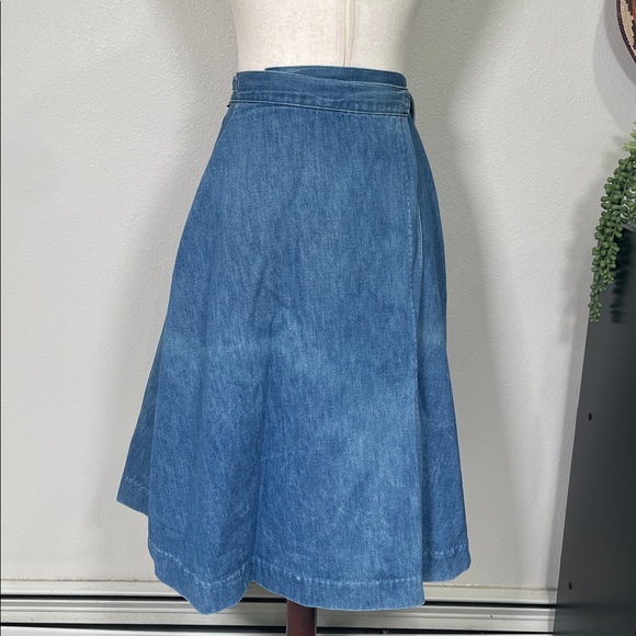 Vintage Wrangler Denim Patchwork Wrap Skirt Tie Size Small - Picture 4 of 16